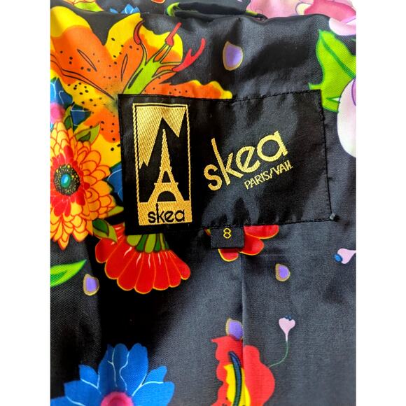 Skea Puffer Ski Jacket Paris Vail Floral Interior, New Silk Snaps, Womens Sz 8 - Picture 7 of 11